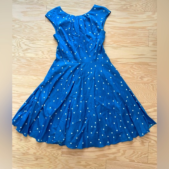 Boden US 4 Dress Blue and White Polkadot Fit and Flare - Picture 2 of 7